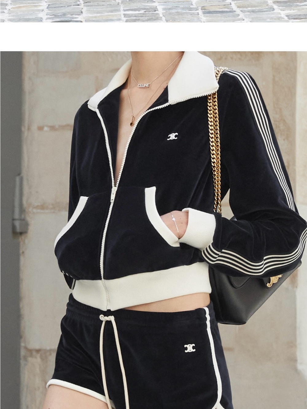 Celine Tracksuit Jacket Velvet Bomber Jacket